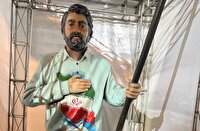 رونمایی از مجسمه «سرباز وطن» در خشکبیجار در تجمعات دیشب