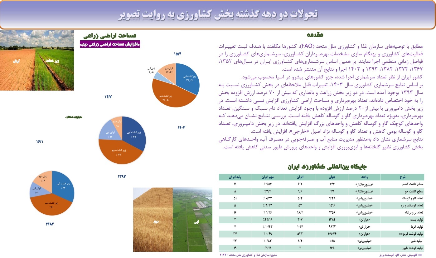 تحولات دو دهه گذشته بخش کشاورزی از نگاه مرکز آمار