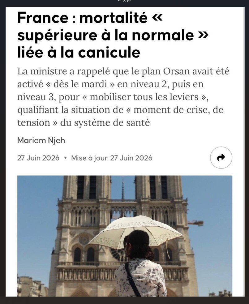 مرگ و میر بر اثر گرما در فرانسه، بیش از حد معمول