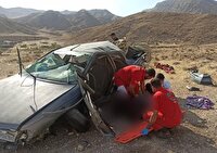 واژگونی سواری در جاده داراب با ۲ مصدوم