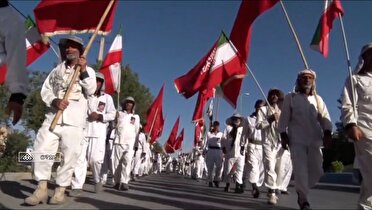 ورود کاروان پیاده حرم تا حرم به شهرستان بروجن چهارمحال و بختیاری