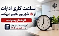 تغییر ساعت کاری ادارات و بانک‌ها از روز یکشنبه، ۱۵ شهریورماه جاری